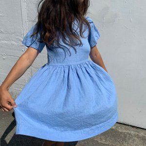 Shelter Mini Agnes Dress in blue linen